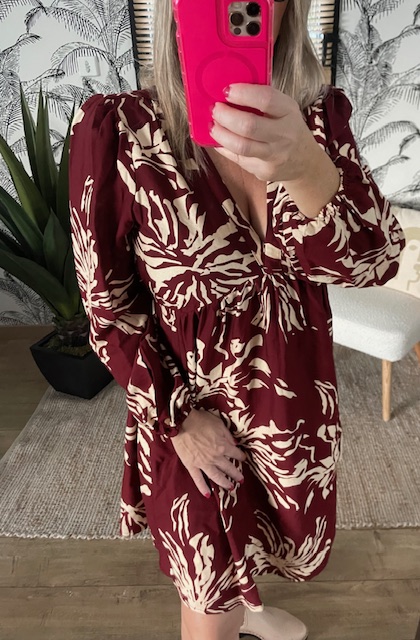 Robe courte imprimée avec taille élastique