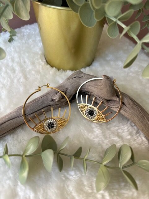 Boucles d'oreilles Oeil de protection doré