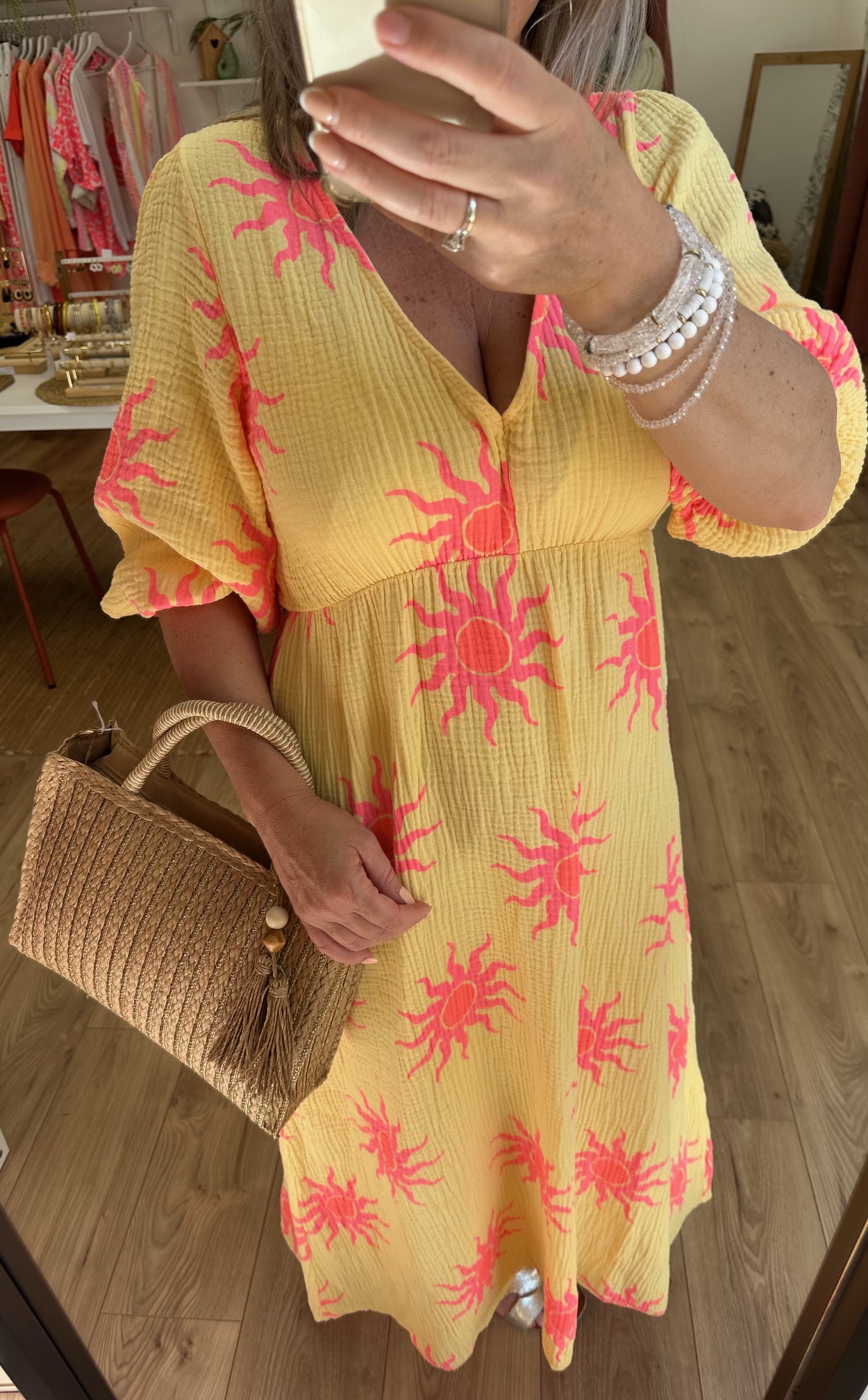 Robe longue jaune soleil fluo – Image 3