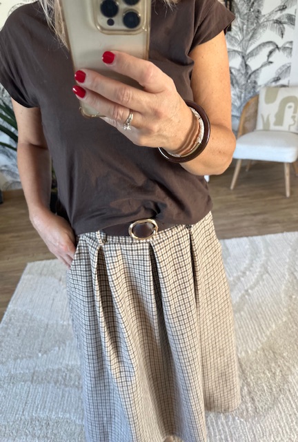 Jupe midi à carreaux femme