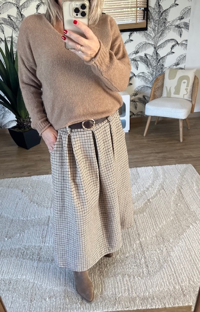 Jupe midi à carreaux femme – Image 2