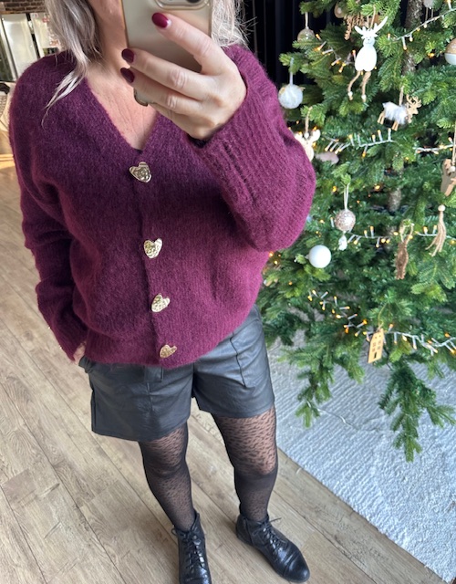 Gilet femme boutons coeur