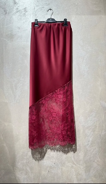 Jupe longue bordeaux dentelle femme – Image 3