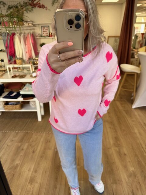 PULL COEUR ROSE FEMME – Image 2