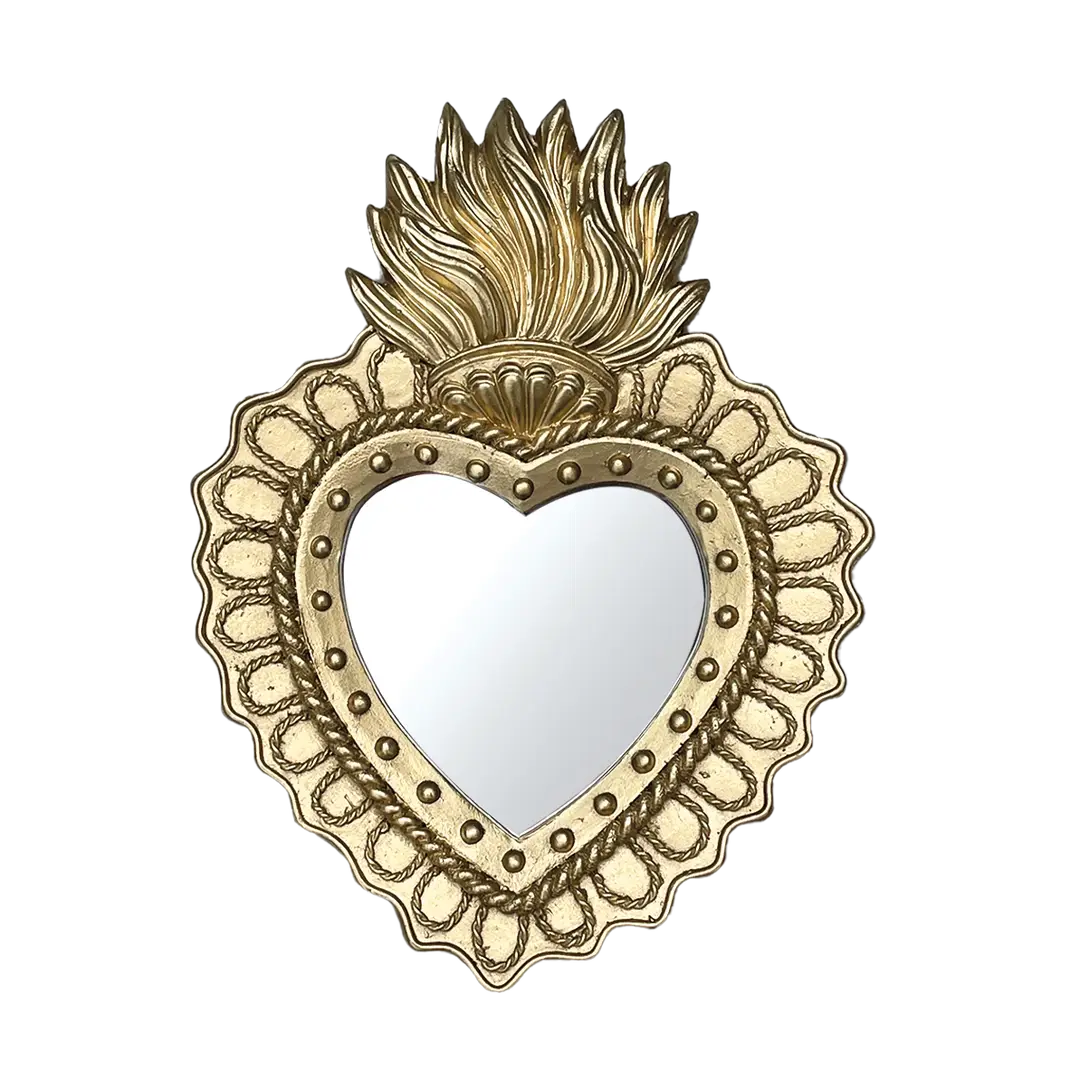 Miroir Coeur Ex-Voto Doré