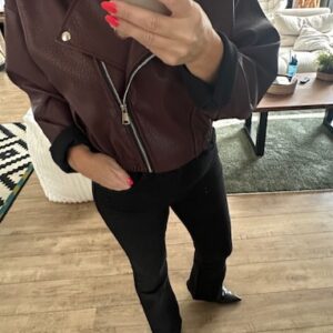 Veste simili cuir bordeaux