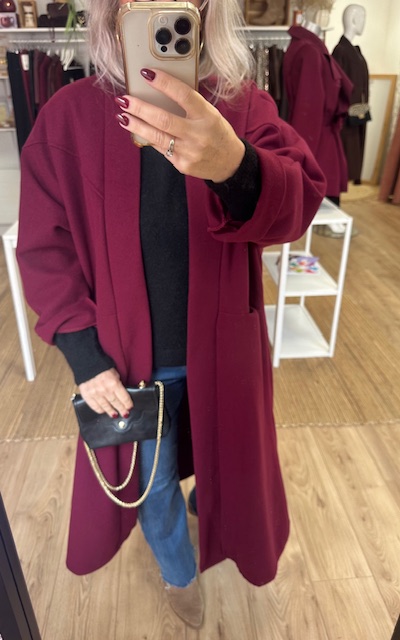 Manteau long bordeaux