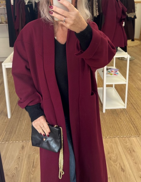 Manteau long bordeaux – Image 2