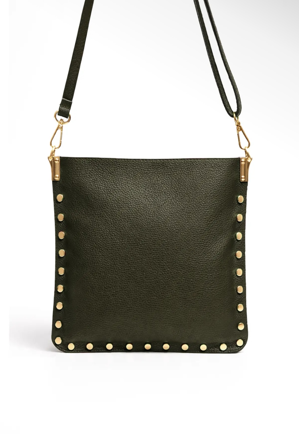 Sac bandoulière femme kaki à clous dorés – Image 3